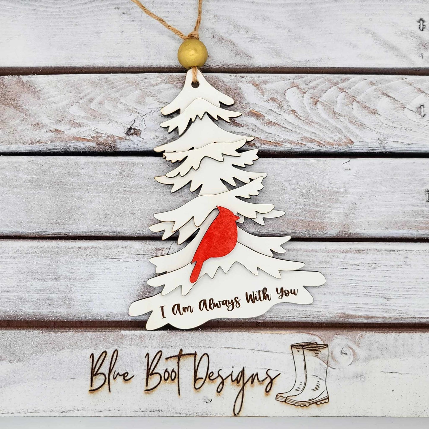 White Christmas Tree Cardinal Ornament