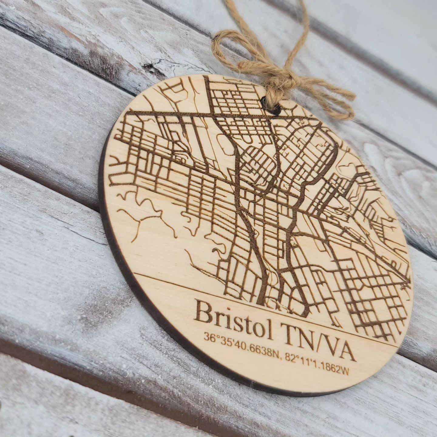 City of Downtown Bristol Map Ornament
