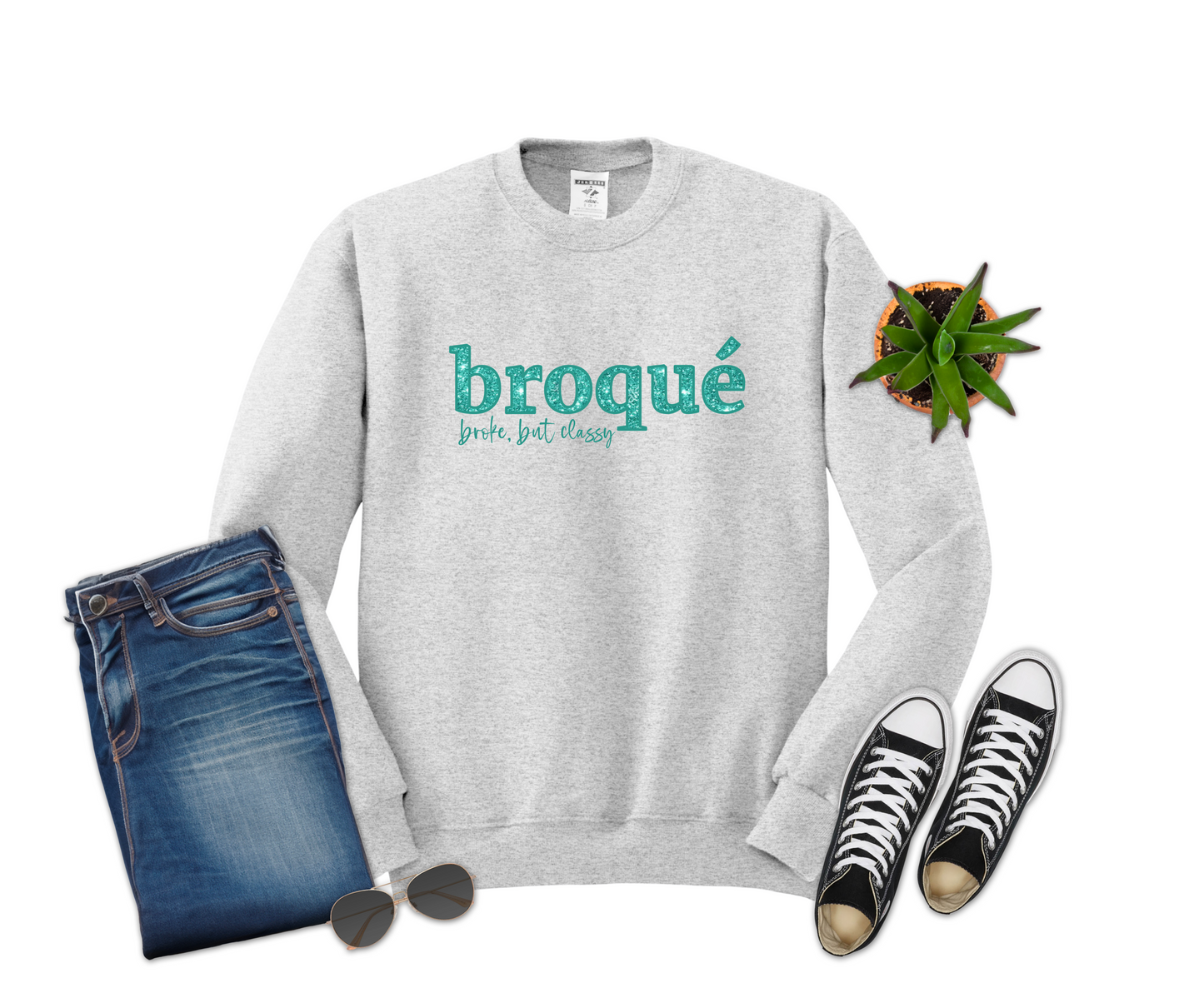 Broque'- Broke but Classy TEAL Faux Glitter Design
