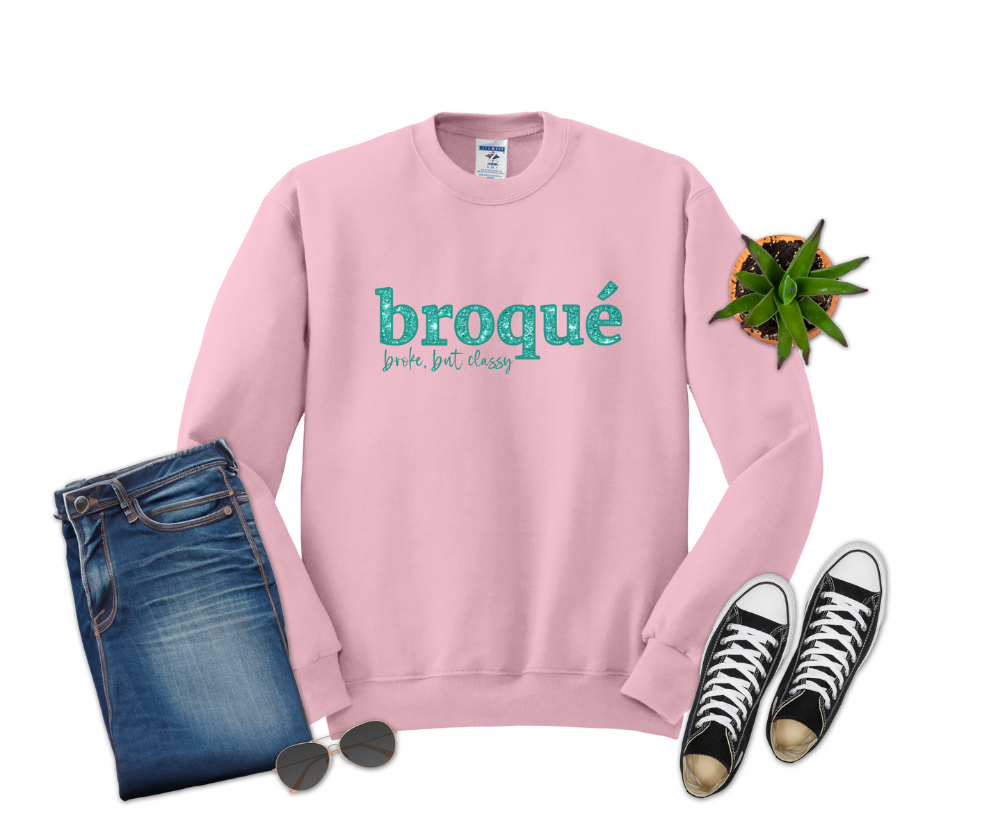 Broque'- Broke but Classy TEAL Faux Glitter Design