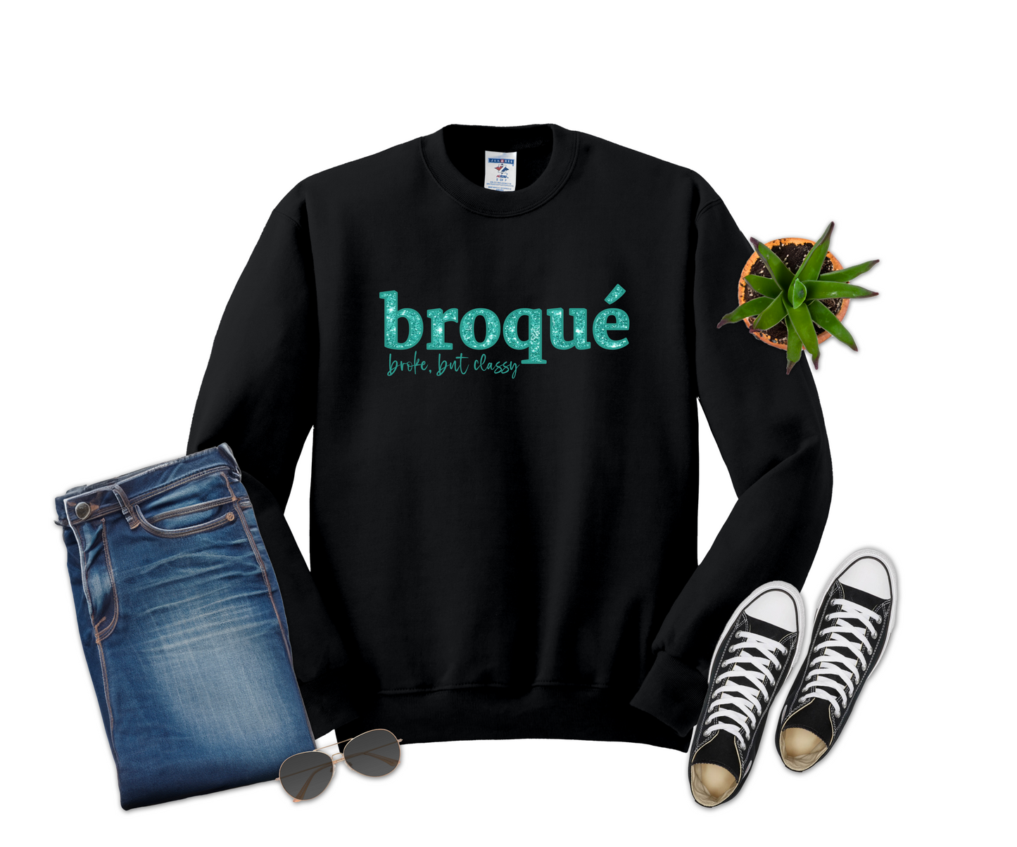 Broque'- Broke but Classy TEAL Faux Glitter Design