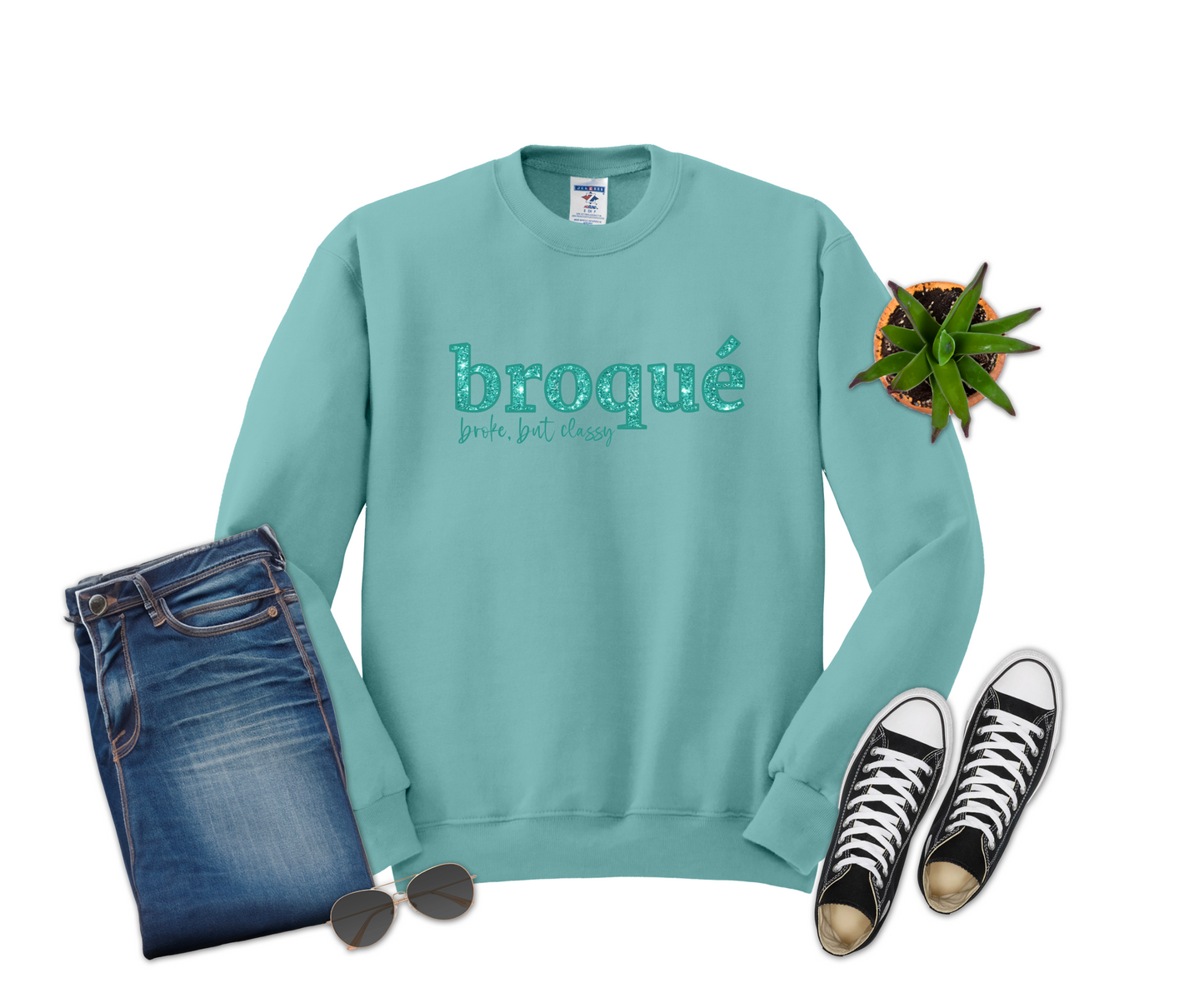 Broque'- Broke but Classy TEAL Faux Glitter Design